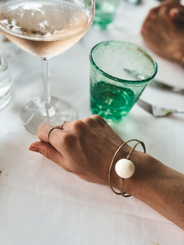 Marble stone brass bracelet