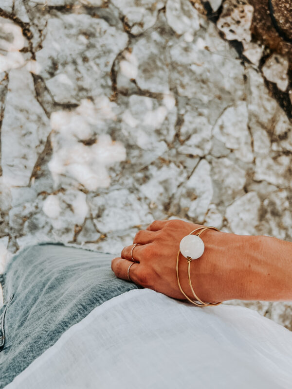 Marble stone brass bracelet