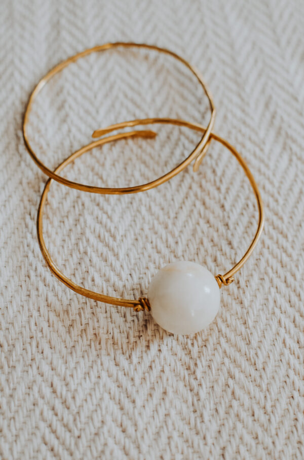 Marble stone brass bracelet