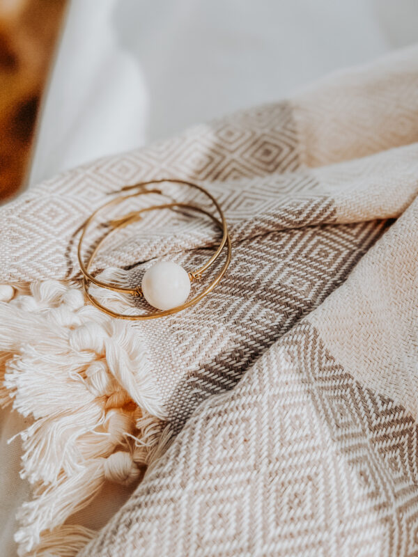 Marble stone brass bracelet