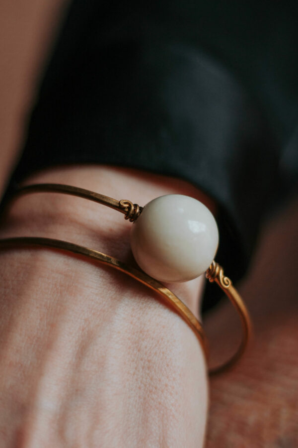 marble stone brass bracelet