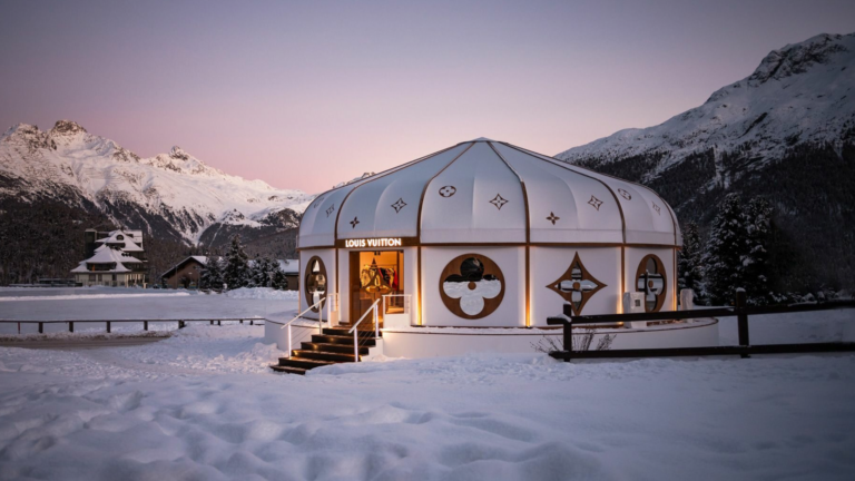 Louis Vuitton Courchevel pop up store LV, luxury ski, ski france,