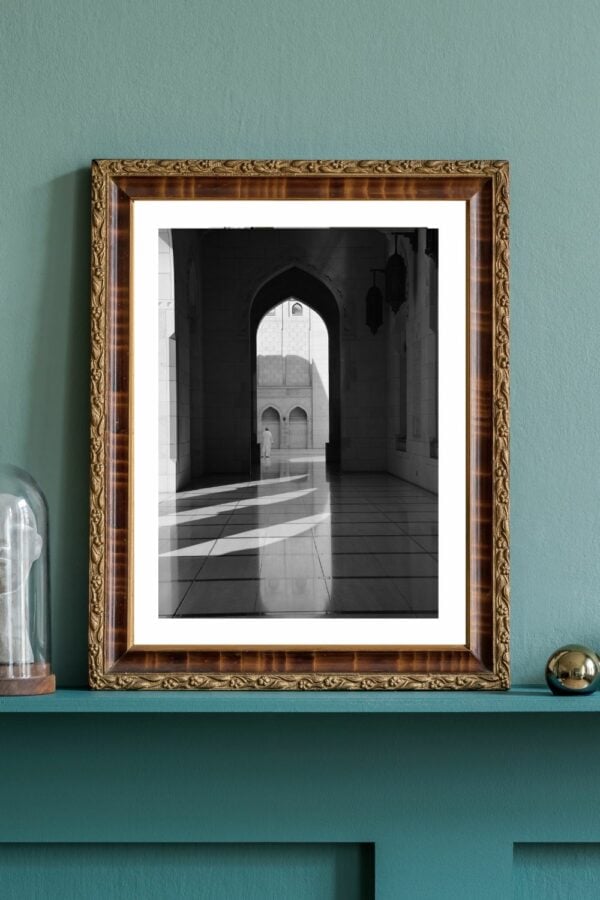 Oman grand mosque print, fine art, black and white