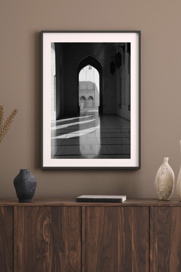Oman grand mosque print, fine art, black and white
